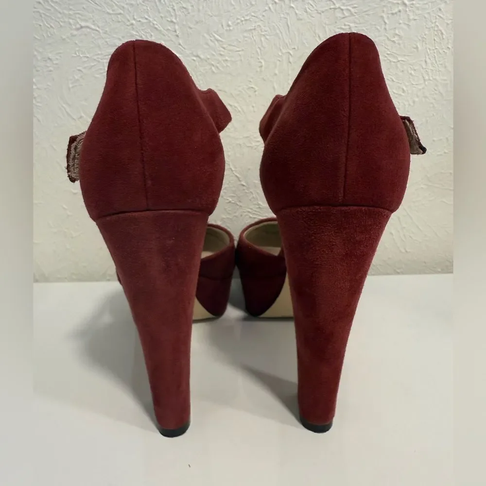 Michael Kors Haven Cinnabar Suede Ankle Strap Heels Size 7 VGUC